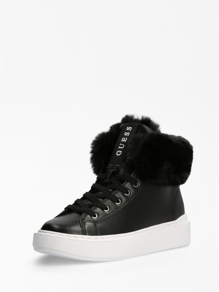 Fekete Guess Histori Műszőrme Magas Szárú Tornacipő