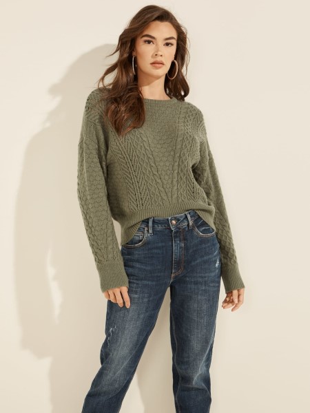 Hiszem Kábelek Pulóver Zöld