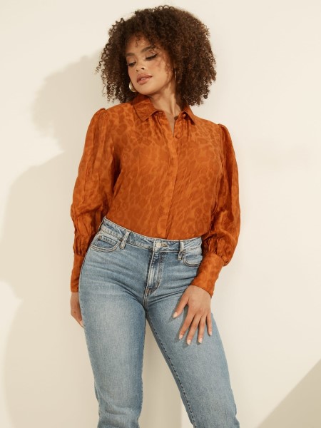 Hiszem, állatosabb Mintás Ing Narancs