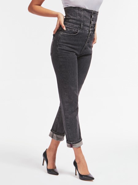 Nyugodt Szabású Farmer Nadrág Fekete Tipp