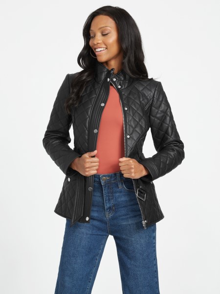 Koromfekete Danica Műbőr Kabát Hiszem