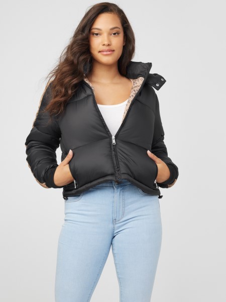 Bakir Puffer Kabát Hiszem Jet Black Multi