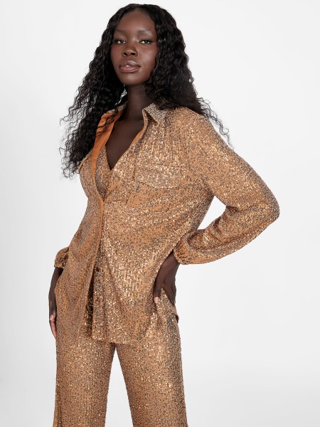 Hiszem Barna Levél Szabin Flitter Gombos Ing