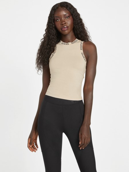 Bársony Taupe Karácsonyi Logó Tank Hiszem