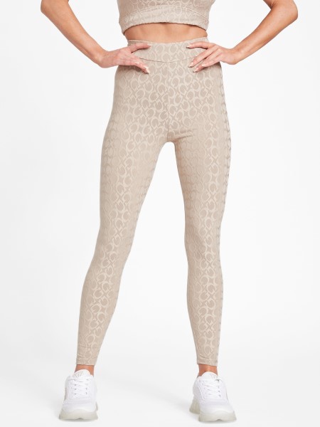Guess Dana Logós Leggings Bársony Taupe