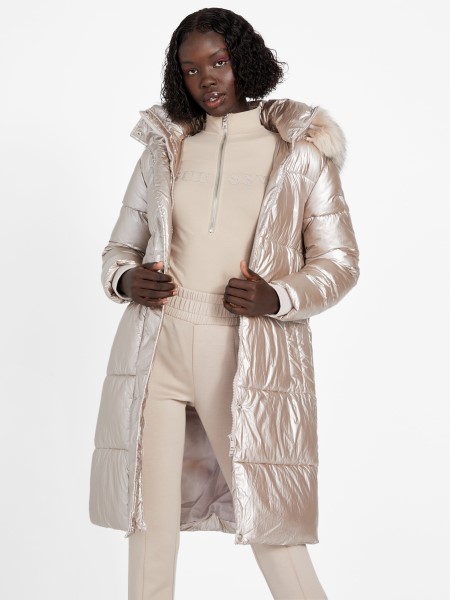Angela Hosszú Pufferkabát Bársony Taupe Hiszem