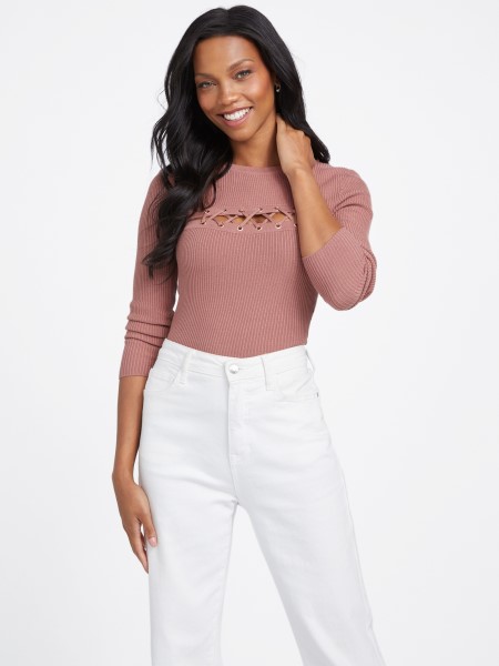 Gondolom Sheena Fűzős Pulóver Sült Gesztenye