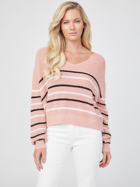 Ilaria Csíkos Pulóver Hiszem Barackrózsa Multi