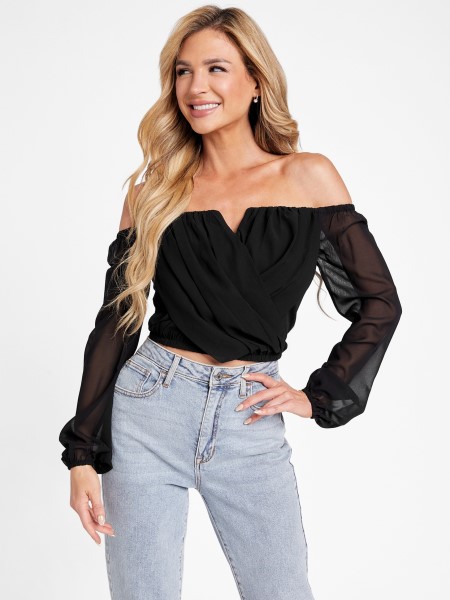 Jenner Off-shoulder Top Tipp Koromfekete