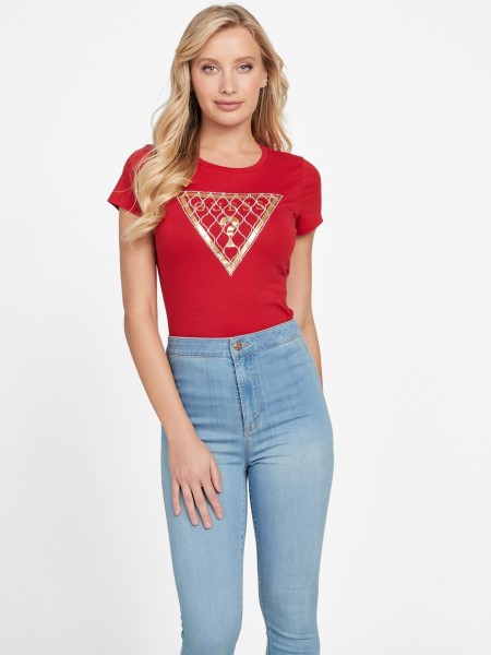 Strassz Háló Logó Póló Hiszem Rögbi Piros