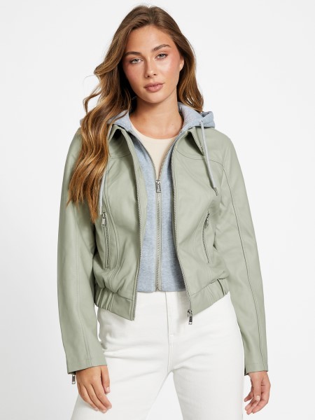 Hiszem Zöld Balzsam Esther Műbőr Kapucnis Kabát