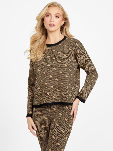 Eco Boxy Cachet Pulóver Hiszem Toasted Taupe Multi