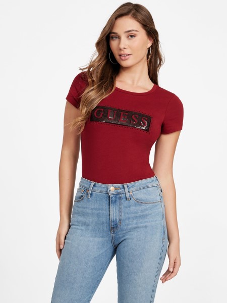 Acél Flitter és Strassz Póló Sejt Répalé Piros