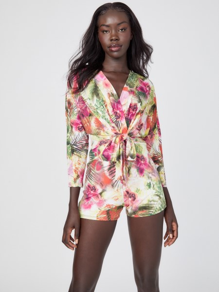 Gabriella Nyomtatott Romper Trópusi Virágok Nyomtatása Tipp