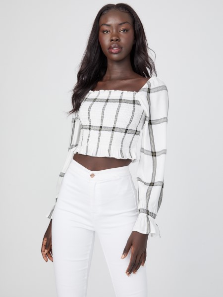 Kockás Hiszemmozzy Smocked Felső