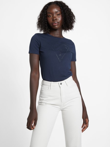 Hiszem Zillah Strasszos Logo Póló Legmélyebb Kék