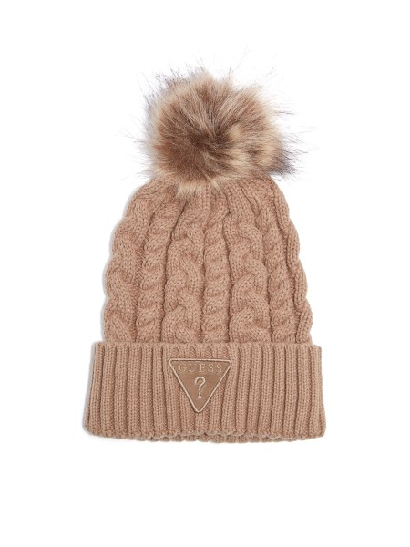 Hiszem Mokkás Kábelkötött Pom Beanie