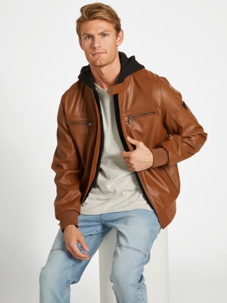 Nagy Műbőr Kabát Sötét Bézs Hiszem