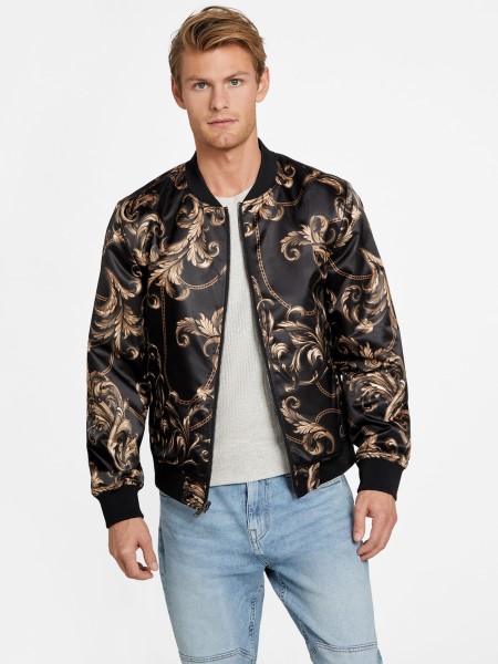 Koromfekete Guess Evo Megfordítható Repülőkabát