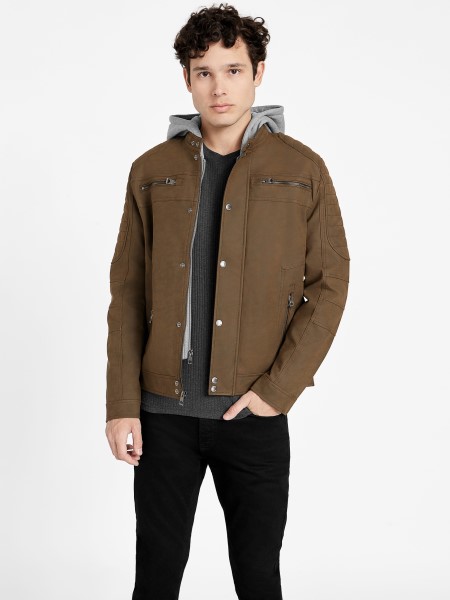 Preston Faux-vele Moto Kabát Hiszem Konyak