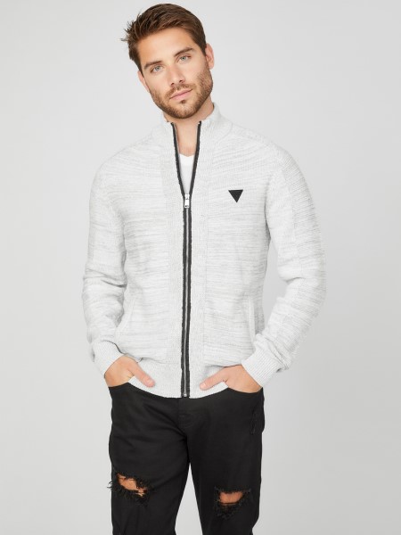 Kitalálni Chet Márvány Nyakú Pulóver Tiszta Fehér