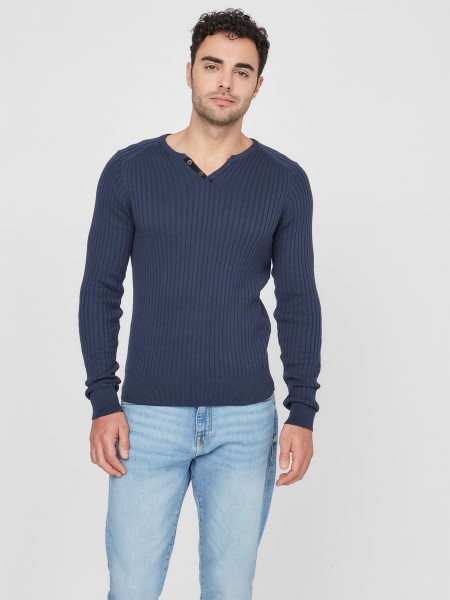 Selyemkék Tipp Sean Slit Pulóver Póló