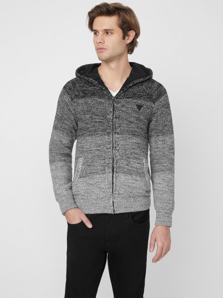 Koromfekete Multi Guess Eliott Csíkos Kapucnis Pulcsi