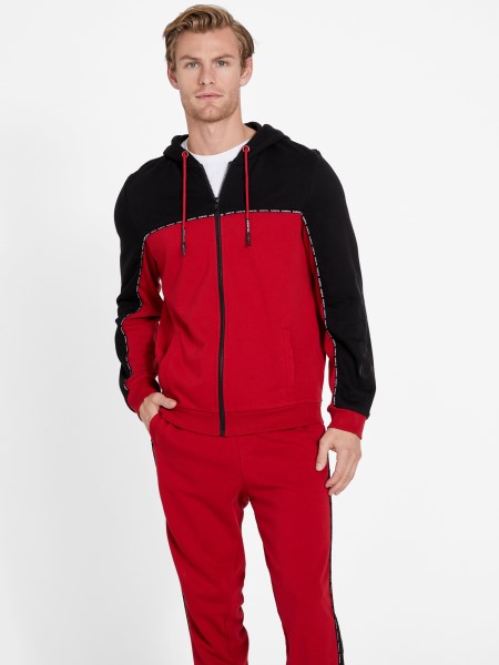 Egyetemi Piros Guess Eco Marcell Cipzáras Pulcsi