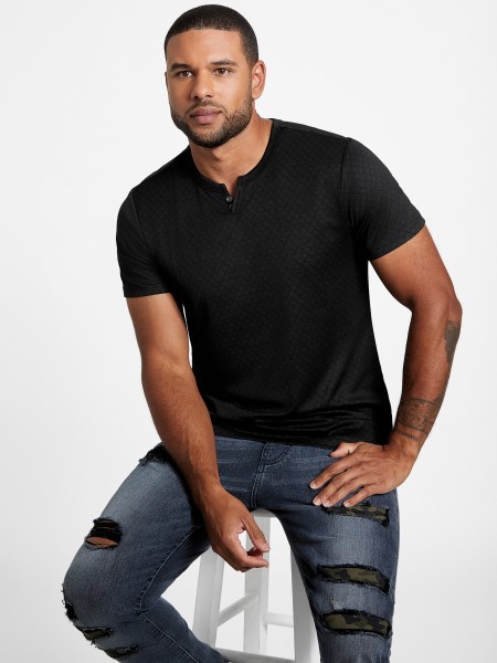 Hiszem Waken Jacquard Tee Jet Fekete