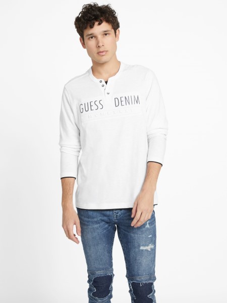 Hiszem Tiszta Fehér Edgar Logós Hosszú Ujjú Póló