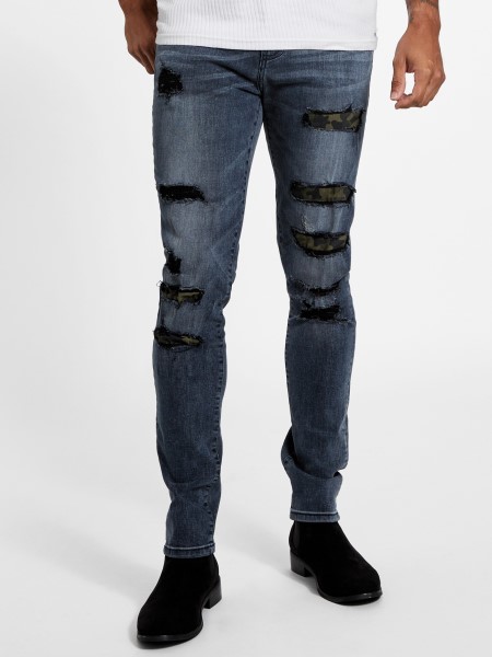 Rajzolt Rip-and-repair Skinny Jeans Sötét Elpusztítani Mosás Hiszem