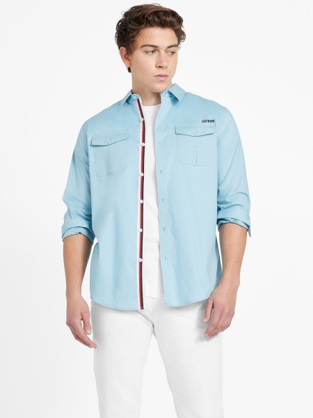 Figyelemre Méltó Kék Guess Lingard Hosszú Ujjú Ing