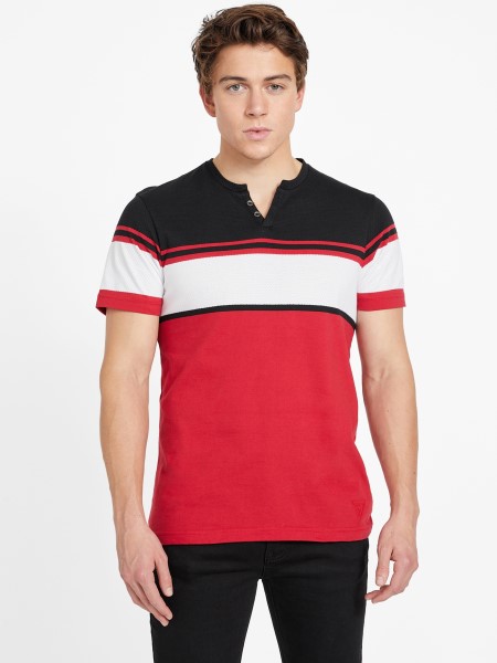 Hiszem Egyetemi Piros Multi Chucky Csíkos Hasított Póló