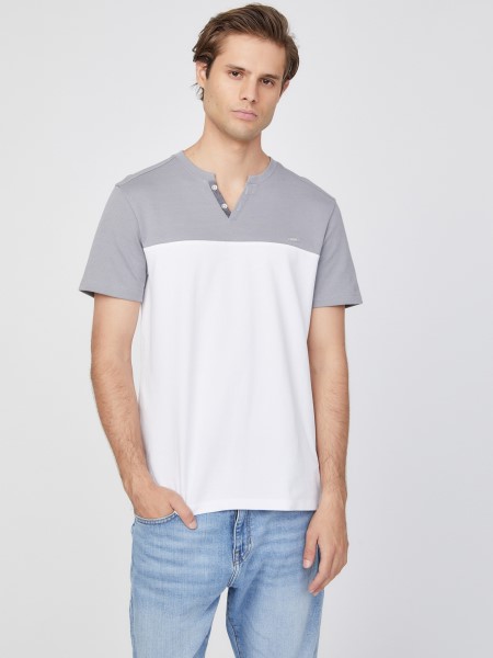 Hiszem Adrian Color-block Hasított Póló Tiszta Fehér