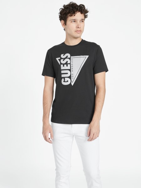 Guess Jet Black Jasso Fényvisszaverő Logó, Crewneck Póló