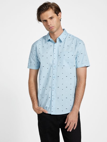 Dusan Geometrikus Nyomtatott Ing Szeszélyes Kék Találgatás