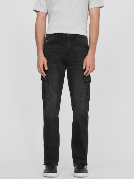 Kayden Zip Mandzsetta Cargo Nadrág Kitalálni Fekete Mosás