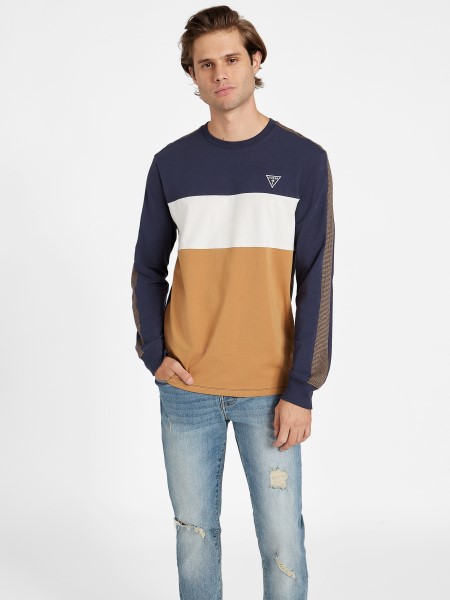 Hiszem öko Arto Color-block Crewneck Pulóver Barna Topáz Multi