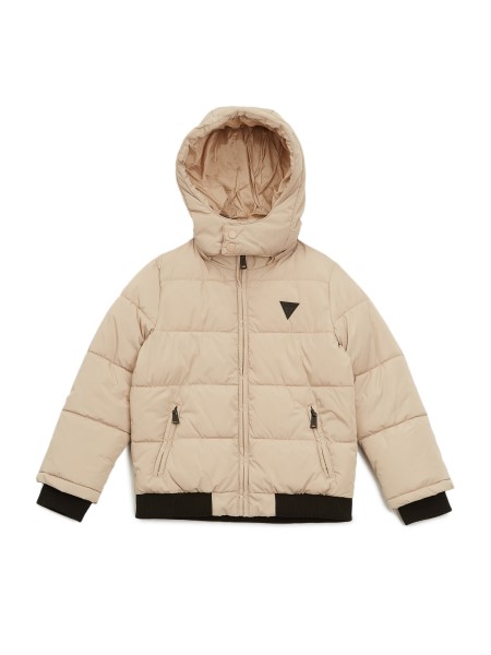 Hiszem Kapucnis Pufi Kabát (7-16) Bársony Taupe