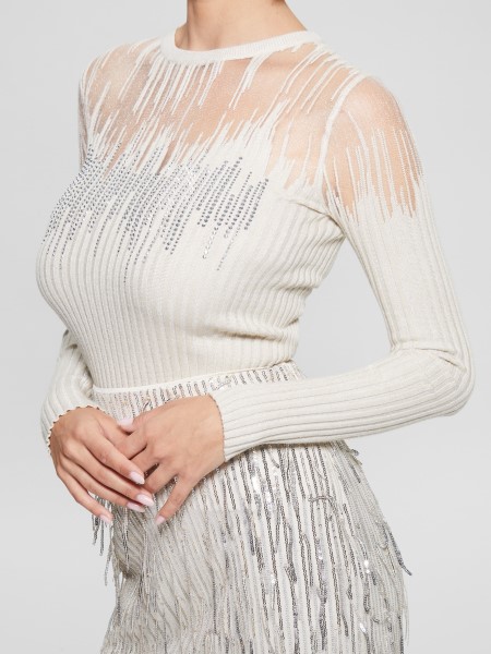 Claudine Csillogó Pulóver Top Tipp Mocassin Multi