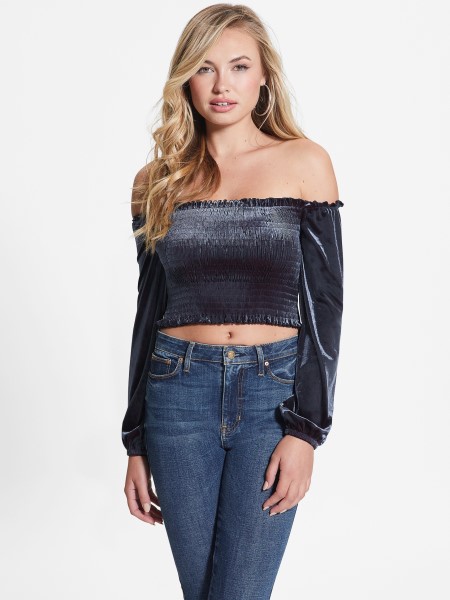 Hima Off-the-shoulder Velúr Felső Tipp északi Tengeri Multi