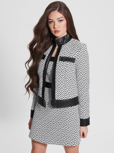 Geo Logo Jqd Fehér/fekete Greta Geometrikus Kabát Tipp