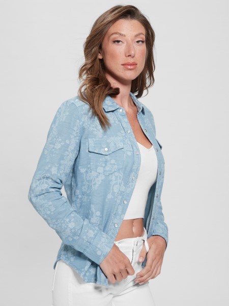 Coronado Blue Multi Guess Riley Hosszú Ujjú Ing