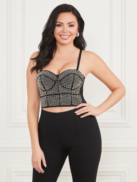 Zoe Bustier Top Tip Jet Fekete Multi