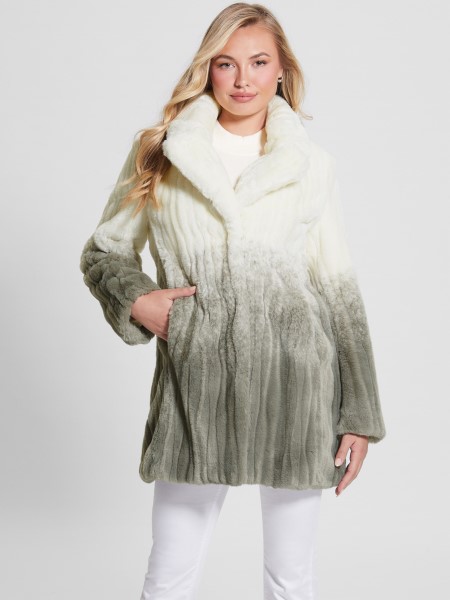 Marta Műszőrme Kabát árnyalatú Salvia Fehér Kombó Tipp