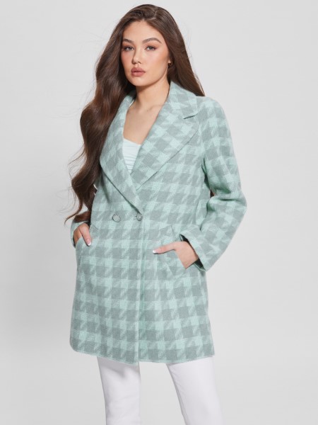 Hiszem Houndstooth Aqua Combo Ginny Kabát