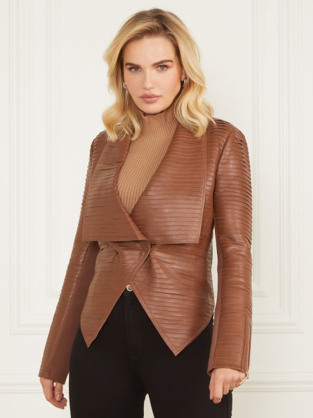 Barna Szépség Hiszem Shayna Drapéria Bőrkabát