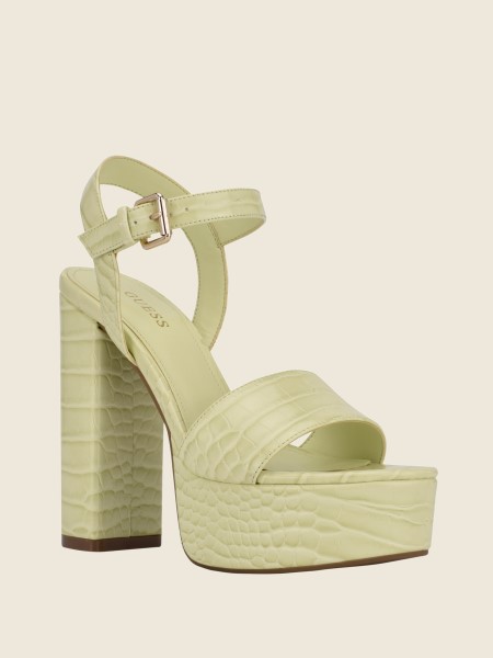 Lt Green Guess Gabeli Croc Platform Szandálsarkú