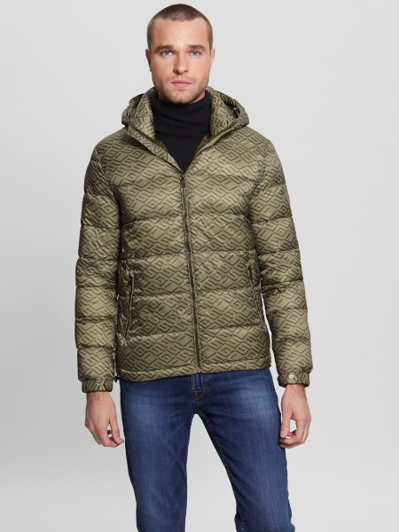 Guess Eco Ultrakönnyű Pufferkabát Kaki Guess Geo