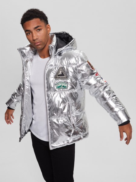 Hiszem ünnepi Ezüst Sarkvidéki Patch Metál Pufferkabát